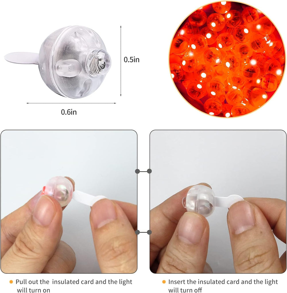 200pcs Red LED Balloon Lights, Mini Led Lights Small Round LED Ball Lamp for ...