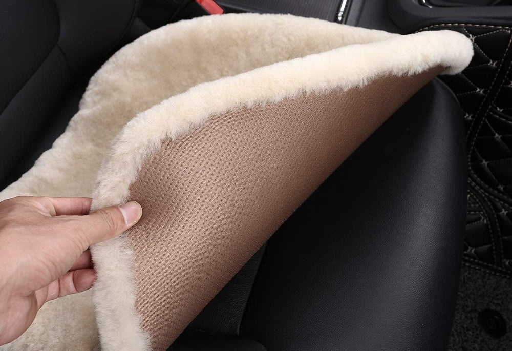 Fuzzy Sheepskin Car Seat Cover for Soft Fur Genuine Wool Cushion