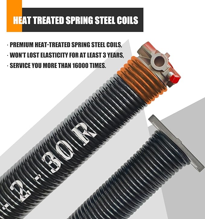 Garage Door Torsion Spring Set, Pair of 2" Electrophoresis Coated Garage...