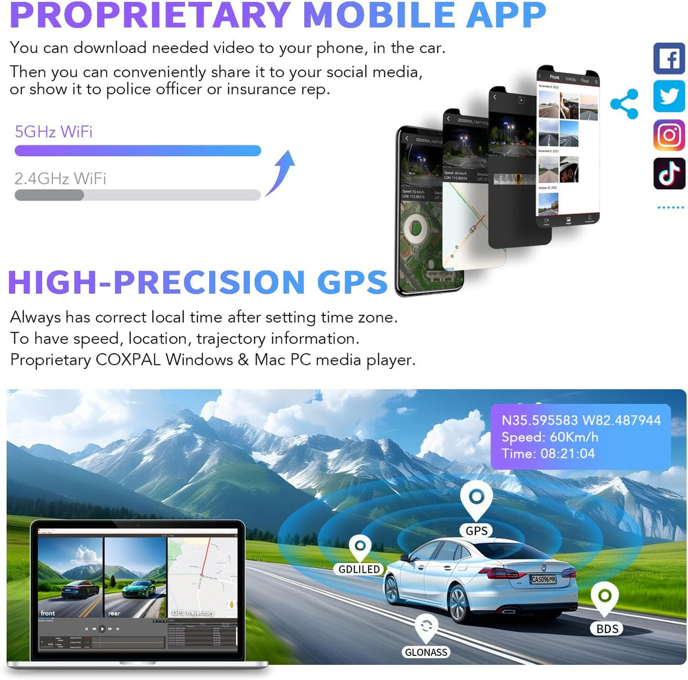 4K+2K Dual Dash Cam Front and Rear, Starvis 2 IMX678 with HDR
