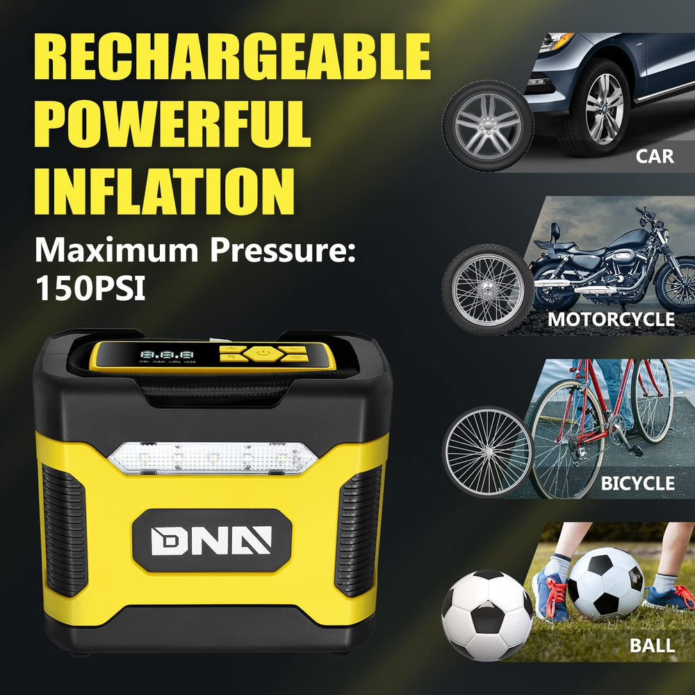 ‎DNA MOTORING TOOLS-00211 Yellow 12V DC Digital Tire Inflator Portable Air Co...