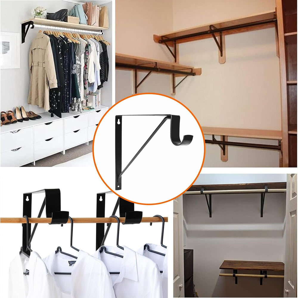 8 Pack Heavy Duty Closet Shelf & Rod Brackets, Wall Mounted Closet Shelf ...
