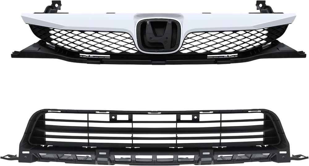 BXZ Front Bumper Grille Grill Upper Lower With Chrome Trim For Honda Civic Se...