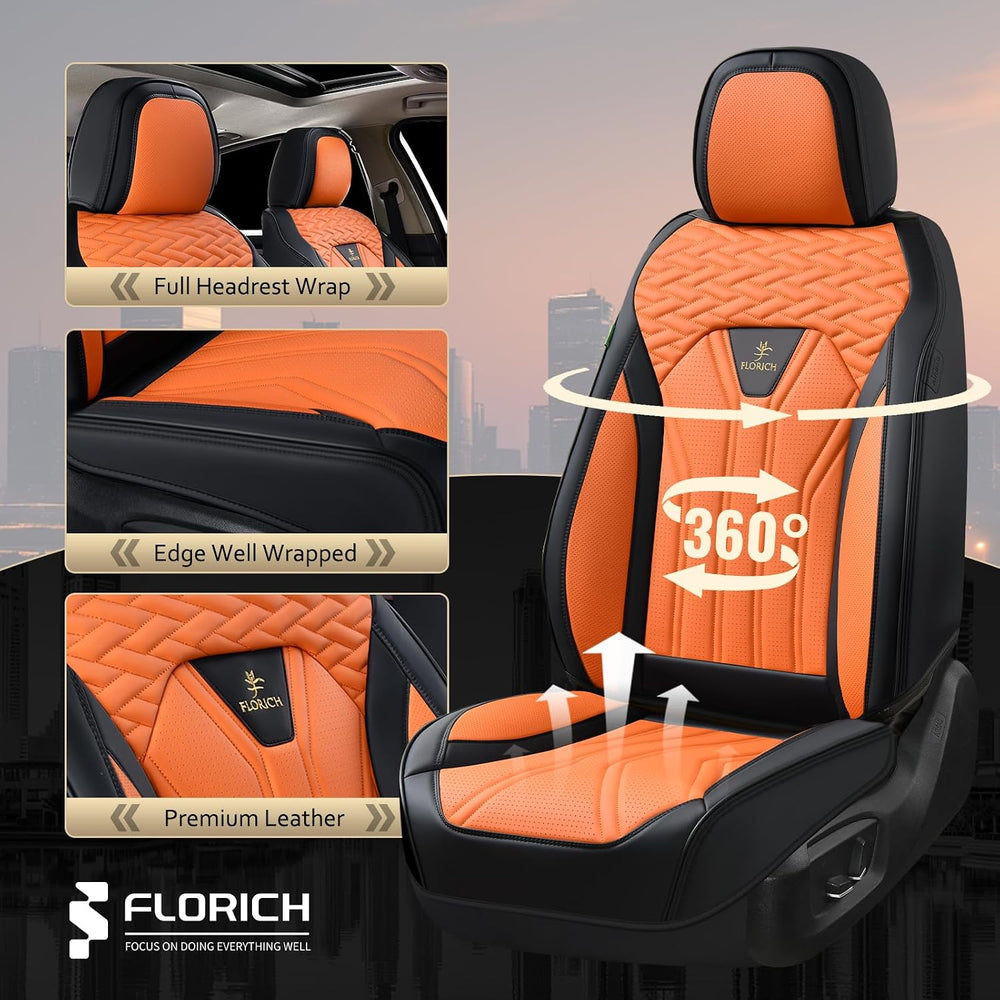 FLORICH Seat Covers for Cars, Waterproof Automotive Seat Covers, Leather Car ...