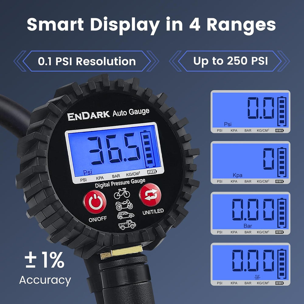 ENDARK Tire Inflator Pressure Gauge for Air Compressor - Digital Air Chuck