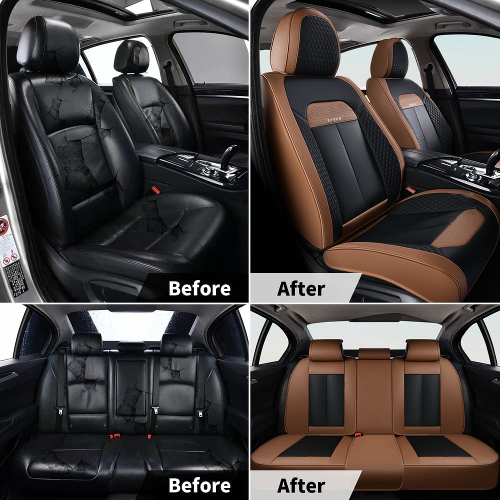 Car Seat Covers Front Seats Only, Luxury Leather Seat Covers Universal Anti-S...