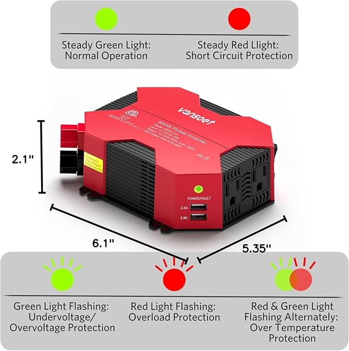 500 Watt Car Power Inverter DC 12V to AC 110V Car Plug Inverter Adapter Power