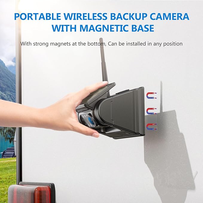 2 Magnetic Solar Wireless Backup Camera HD1080P 3 Mins DIY Installation DVR 7...