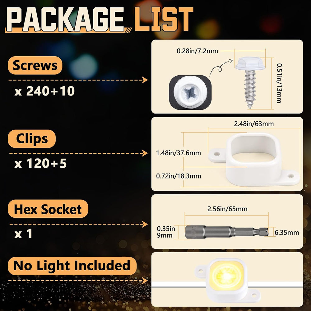 125Pcs Outdoor Light Mounting Clips for Govee H706 with Hex Socket