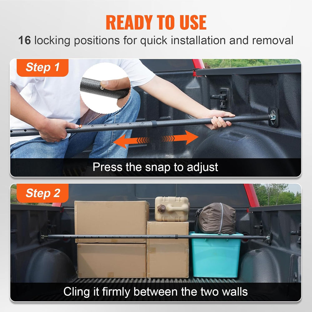 VEVOR Cargo Bar, Truck Bed Bar Adjustable from 40" to 73", Heavy-Du...