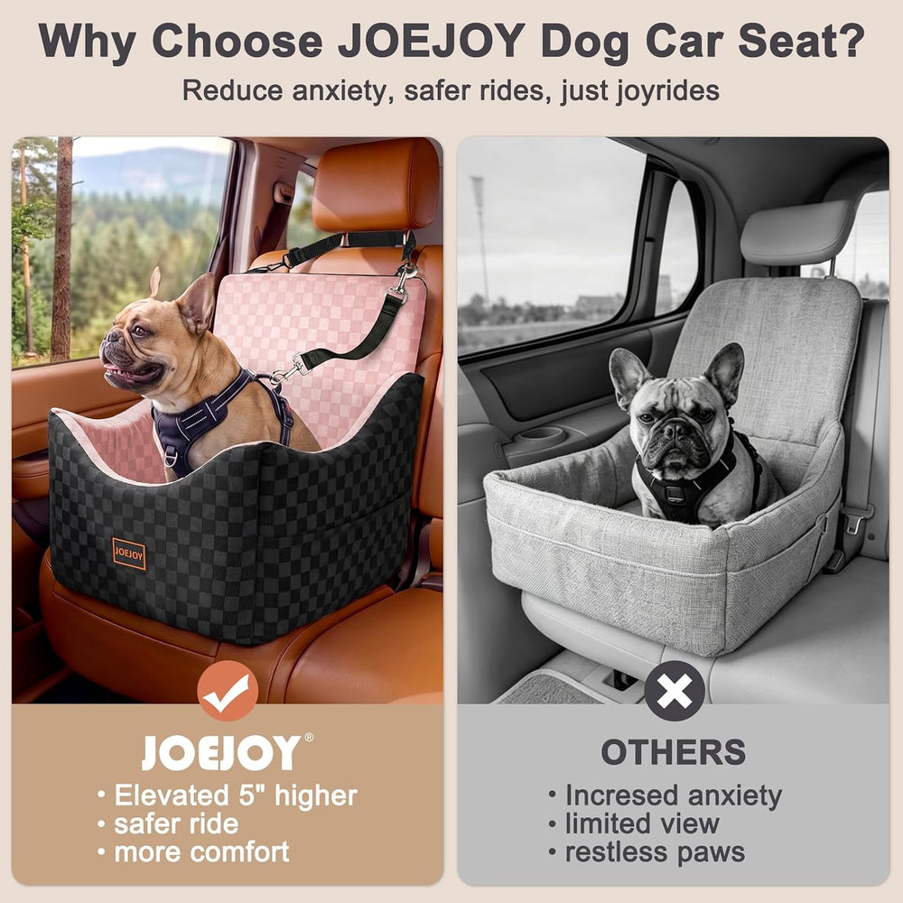 JOEJOY Elevated Dog Car Seat for Small/Medium Dogs up to 35 lbs, Memory Foam ...