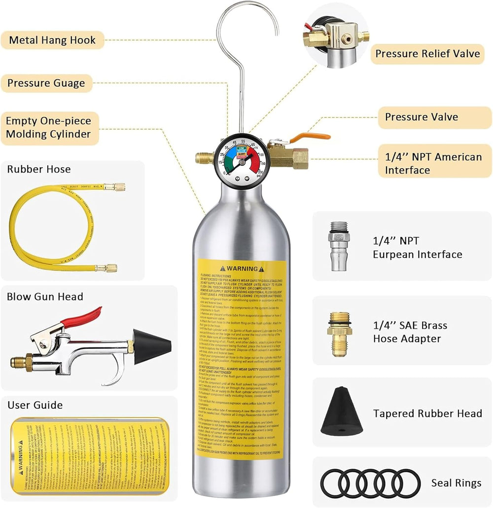 Rossesay AC Flush Kit Air Conditioner System Flush Kit, Yellow, Novel