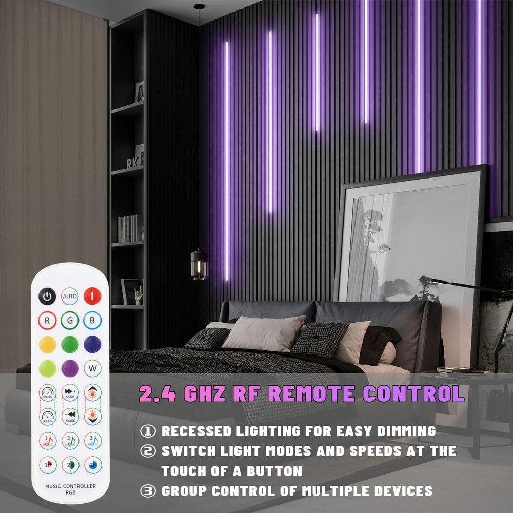 Lichaser RGB Black LED Strip Light for Wood Slat Wall Panel, 6 Pcs WiFi Smart...