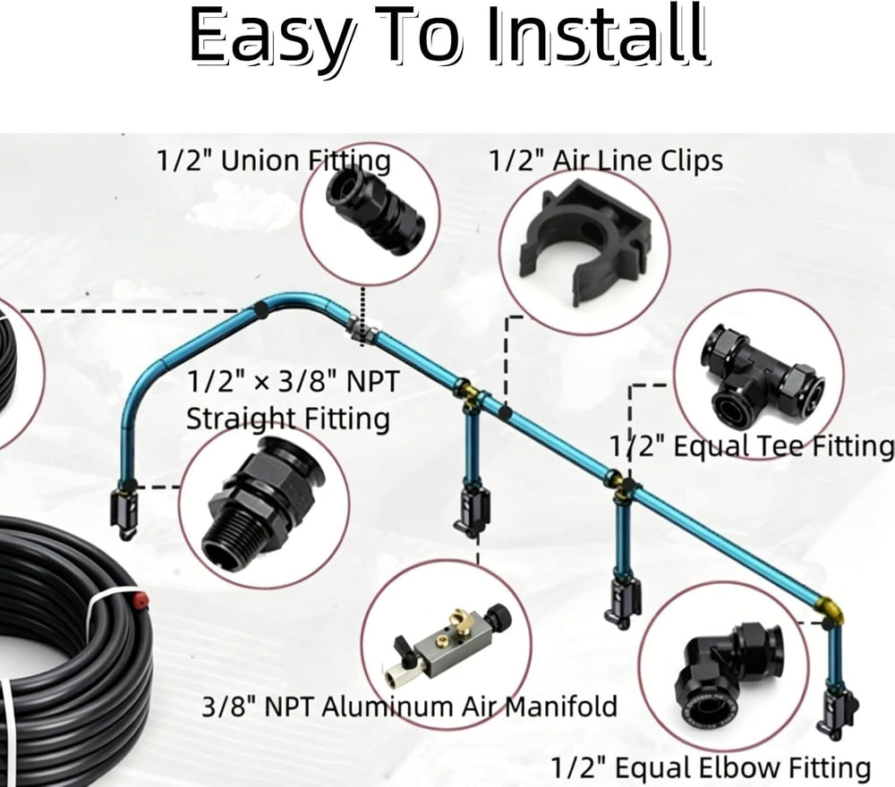 Air Compressor Accessories Kit 1/2" x 100 feet HDPE Aluminum Compressed ...