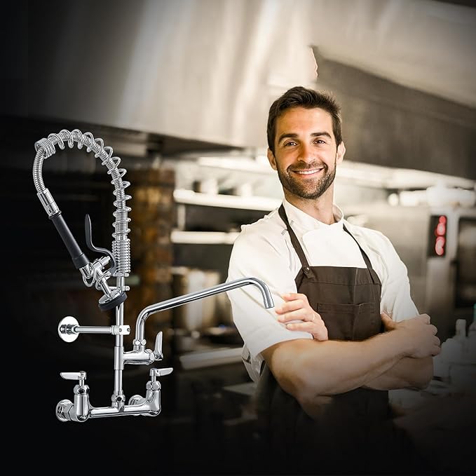 Fapully Commercial Kitchen Faucet, Wall Mount Kitchen Sink Faucet