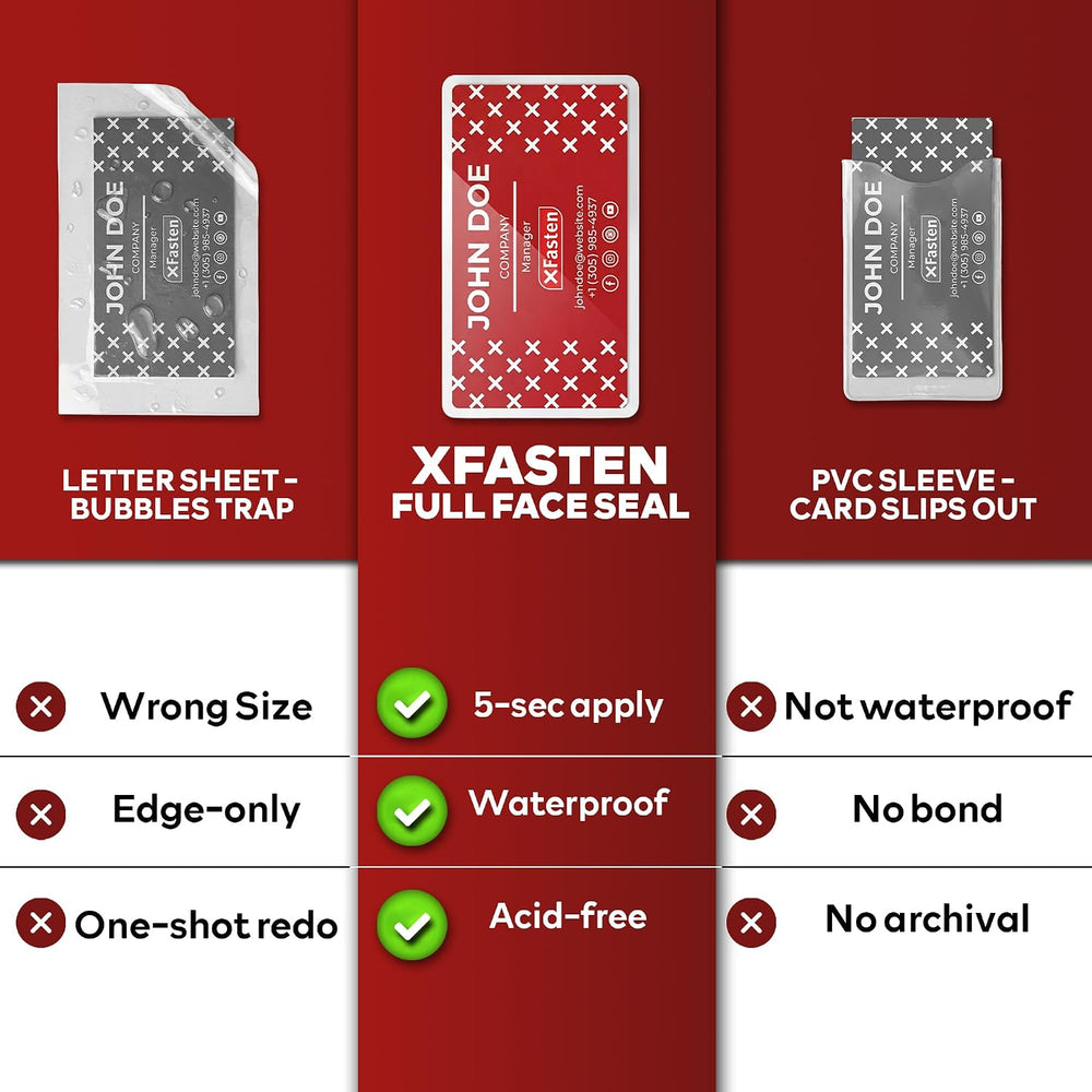 XFasten Self Seal Laminating Pouches Business Card Size 4-Inch x 3-Inch 100-P...