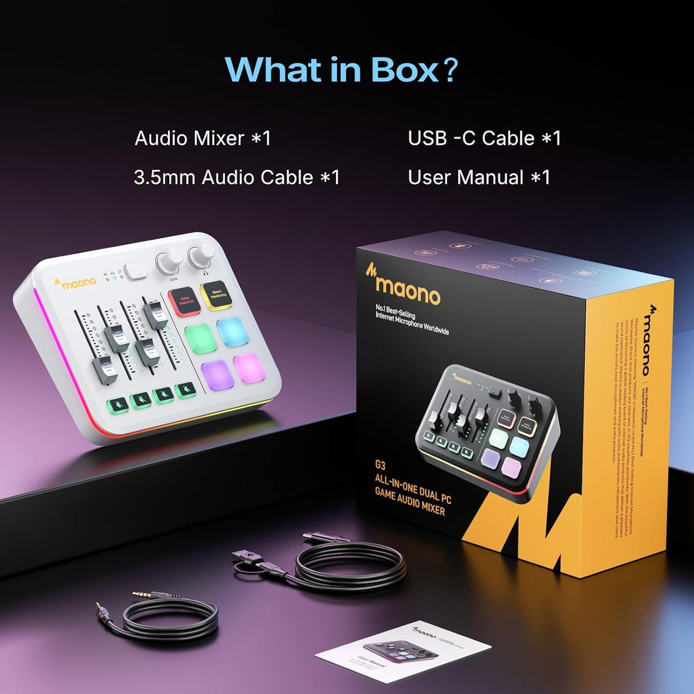 MAONO G3 Gaming Audio Mixer with Map Any Audio Sources for PC Streaming
