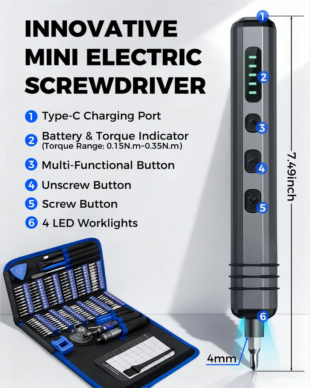 Mini Electric Screwdriver Set 140-IN-1: Small Electric Screwdriver Cordless