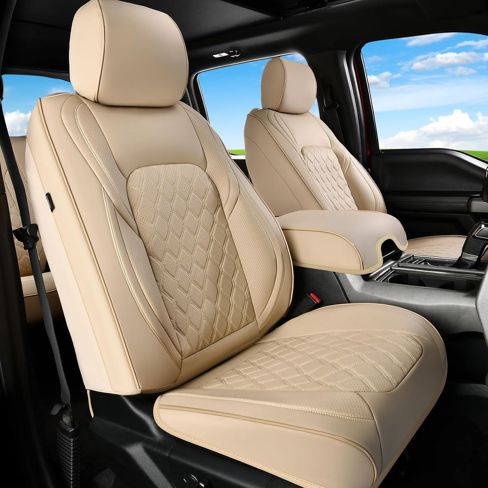 Huidasource F250 Front Seat Covers, 360° Full Coverage Leather Car Seat Prote...
