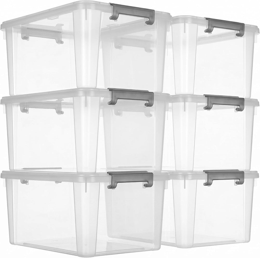 CITYLIFE 6 Packs 17 QT Plastic Storage Bins with Lids Large Stackable Storage...