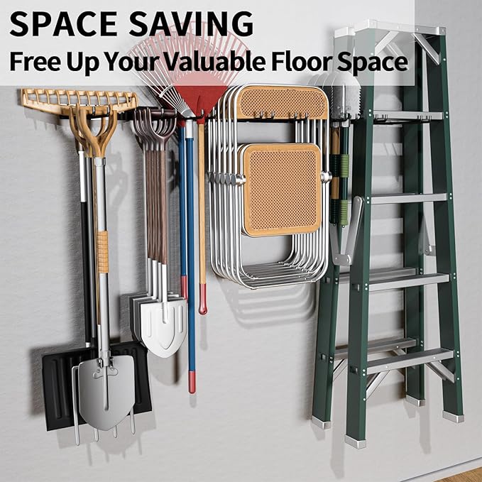YYR Folding Chair Storage Rack, Garden Tool & Foldable Chairs Organizer H...