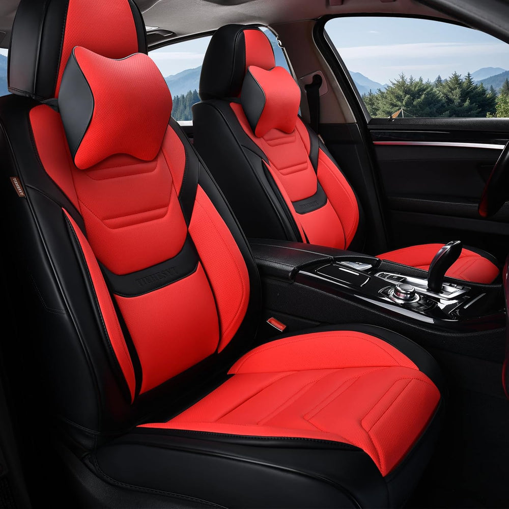 TIEHESYT Car Seat Covers Full Set, Breathable Leather Automotive Front and Re...