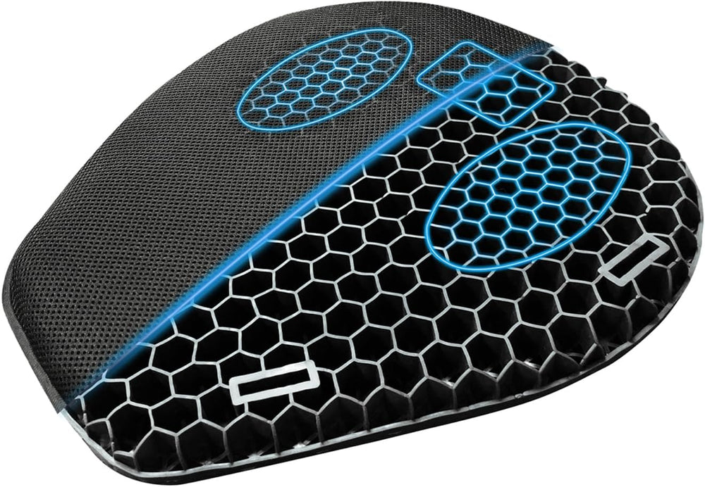 Motorcycle Seat Cushion, 3D Honeycomb Gel Pad, Pressure Relief Shock Absorpti...