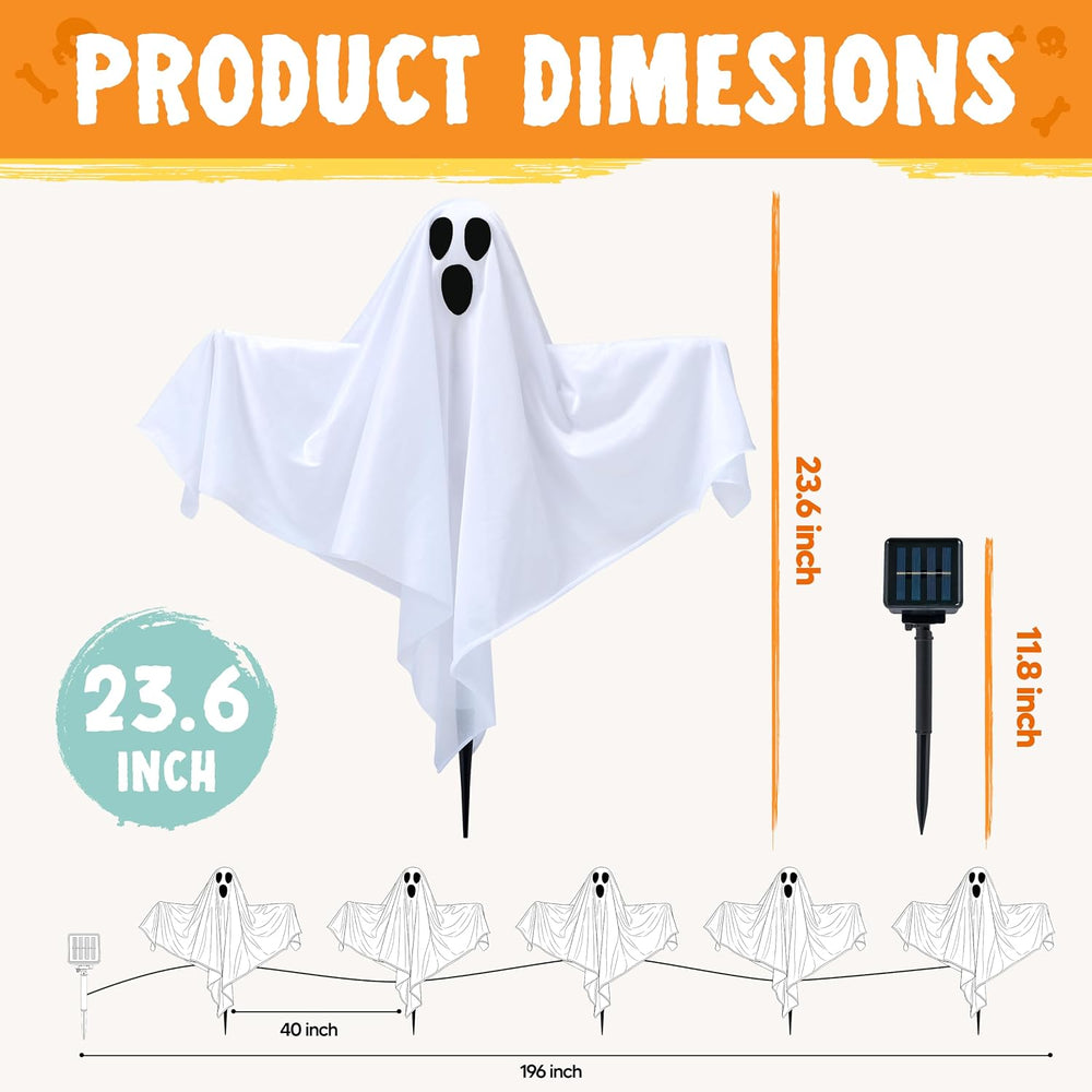 JOYIN 5 Packs Halloween Solar Ghost Lights Outdoor Decorations, Yard Stake Sp...