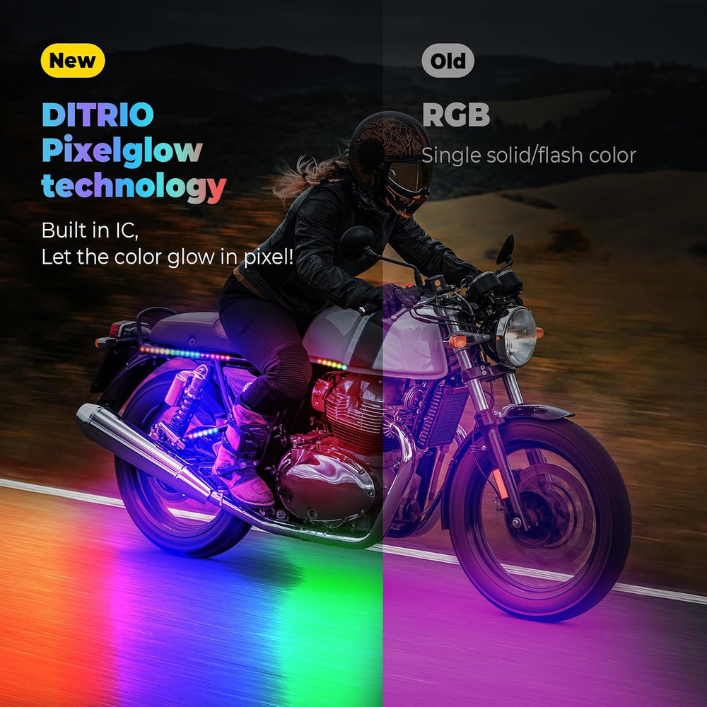 18PCS Motorcycle Underglow Kit with APP/Remote Control,Pixelglow Effect