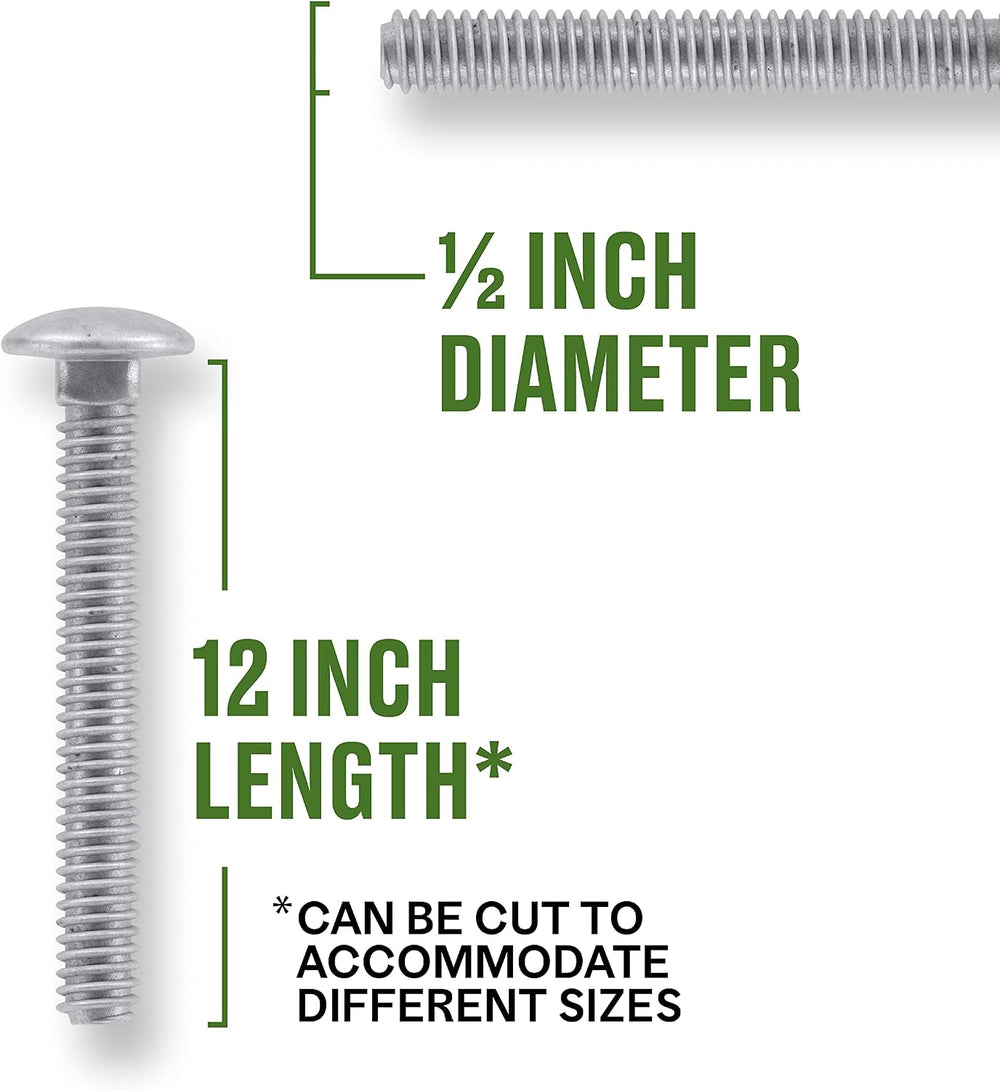 Hillman Hot-Dipped Galvanized Carbon Steel Carriage Bolts 1/2-13 x 12-Inch