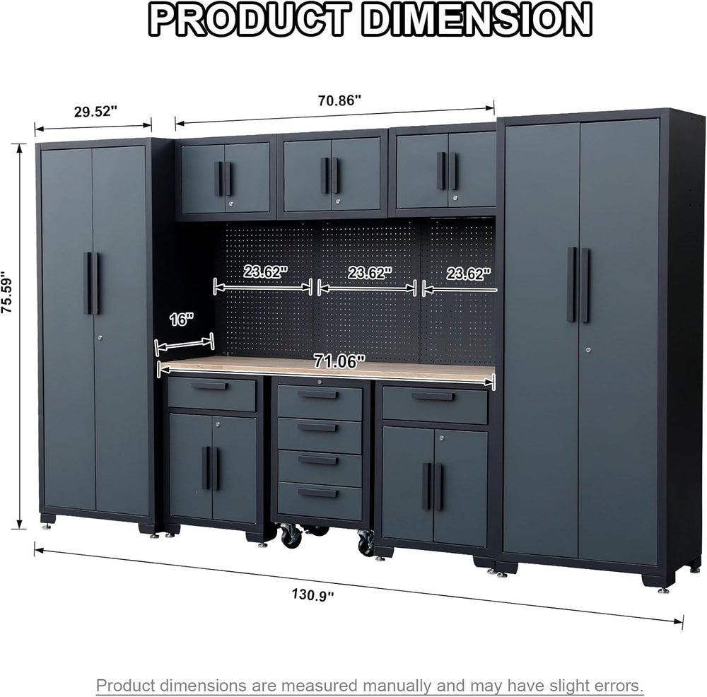 9PCS Garage Storage Cabinet System,Grey Handlle