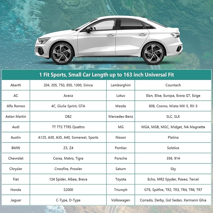 16 Layers Car Cover for Sports Coupe Small Car Waterproof All Weather,