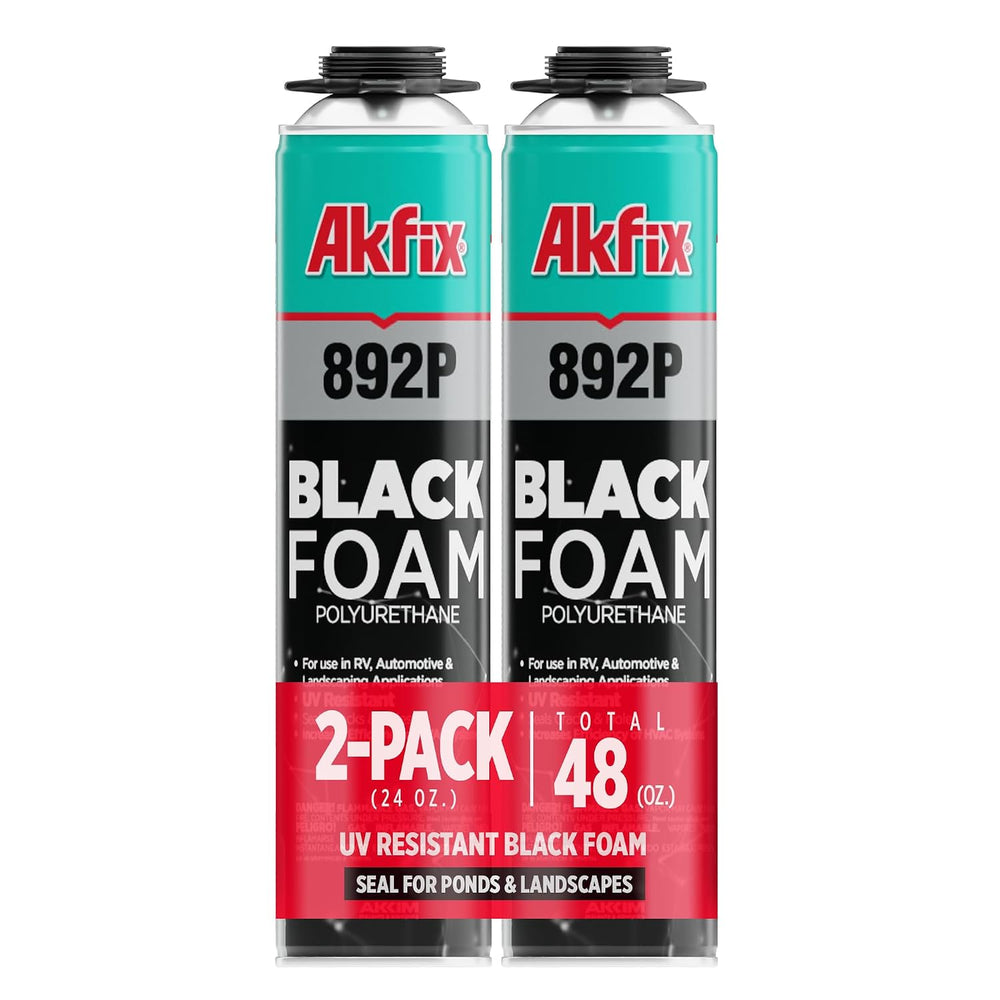 Akfix 892P Black Spray Foam Sealant (2x24oz)- UV Resistant Polyurethane Expan...