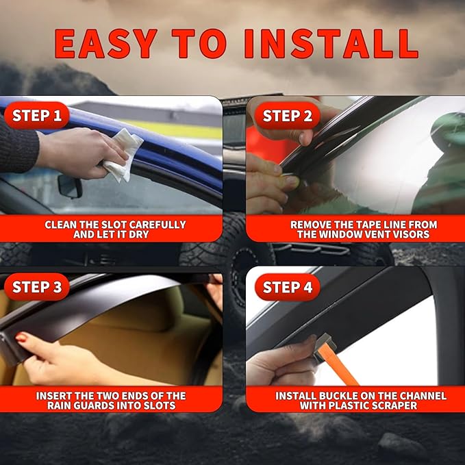4pcs in Channel Rain Guards Fit