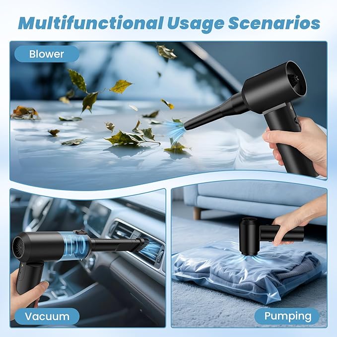 Vac V2 Portable Air Blower/Car Vacuum 90°Foldable 3in1 Handheld Vacuums Cleaner
