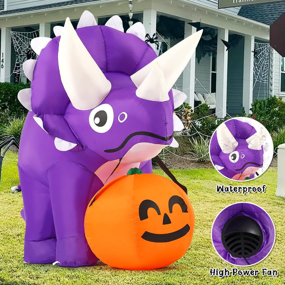 GOOSH 5 FT Width Halloween Inflatables Dinosaur Outdoor Decorations Blow Up Y...