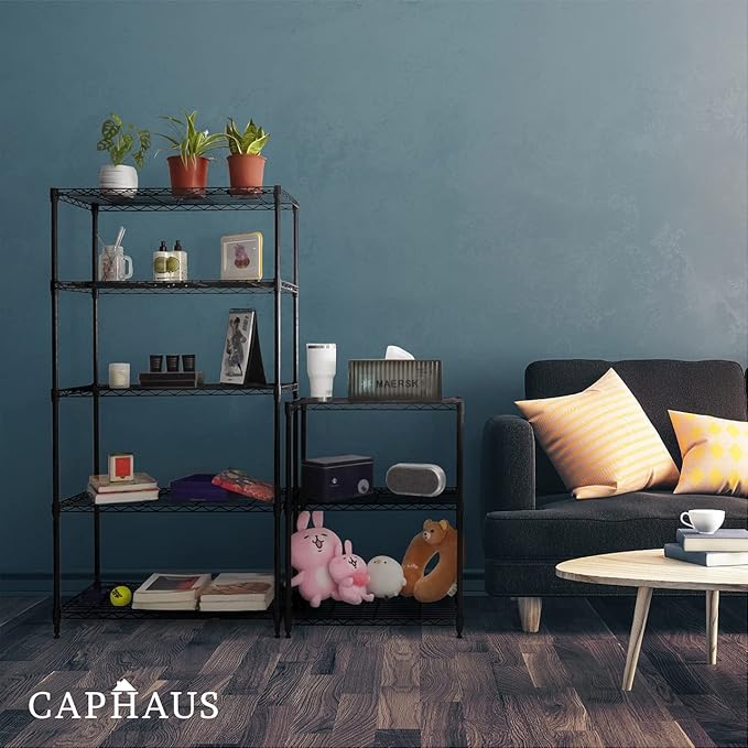 CAPHAUS 3/4/5-Tier Adjustable Height Wire Shelving Unit, Wire Rack Shelving