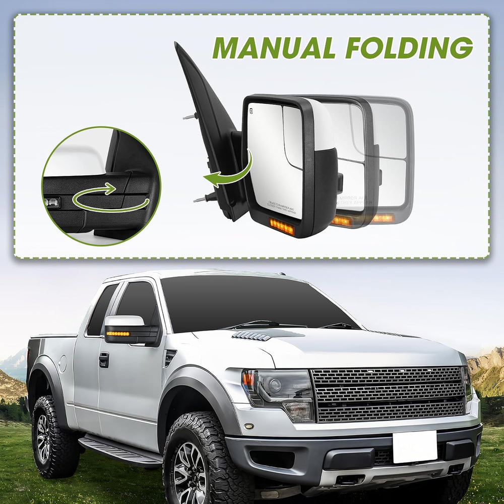 Side Mirrors for 2004-2014 Ford F-150 with Dynamic Turn Signal Puddle Light H...