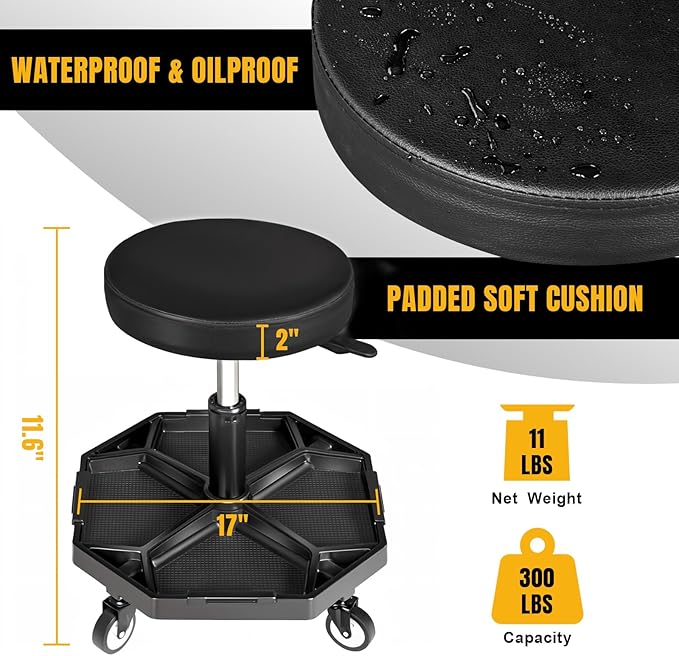 YELLOW JACKET Rolling Garage Seat