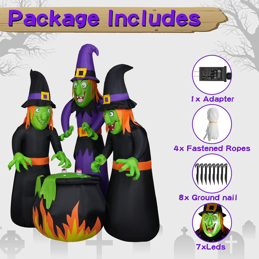 Double Couple 6FT Halloween Inflatables Outdoor Decorations,Three Witch Aroun...