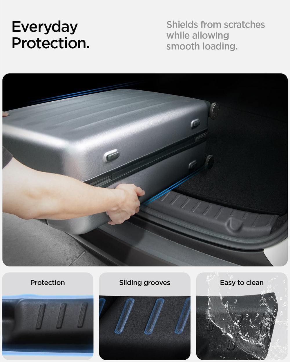 Spigen Rear Bumper Trunk Sill Guard Bumper Protection with Easy Glide Sliding...
