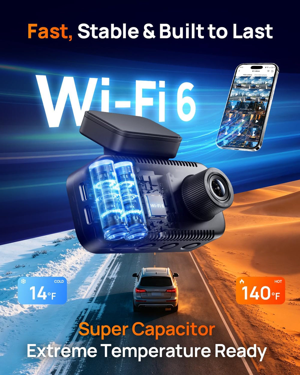 70mai A810 Lite 4K Dash Cam Front and Rear, 5GHz Wi-Fi 6 DashCam, Car Camera ...