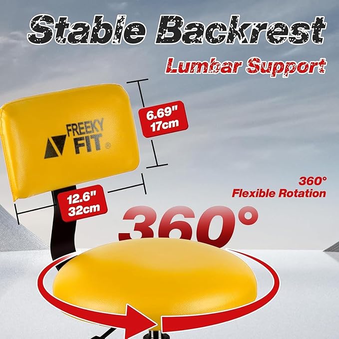 Shop Stool with Backrest, Mechanic Garage Stool