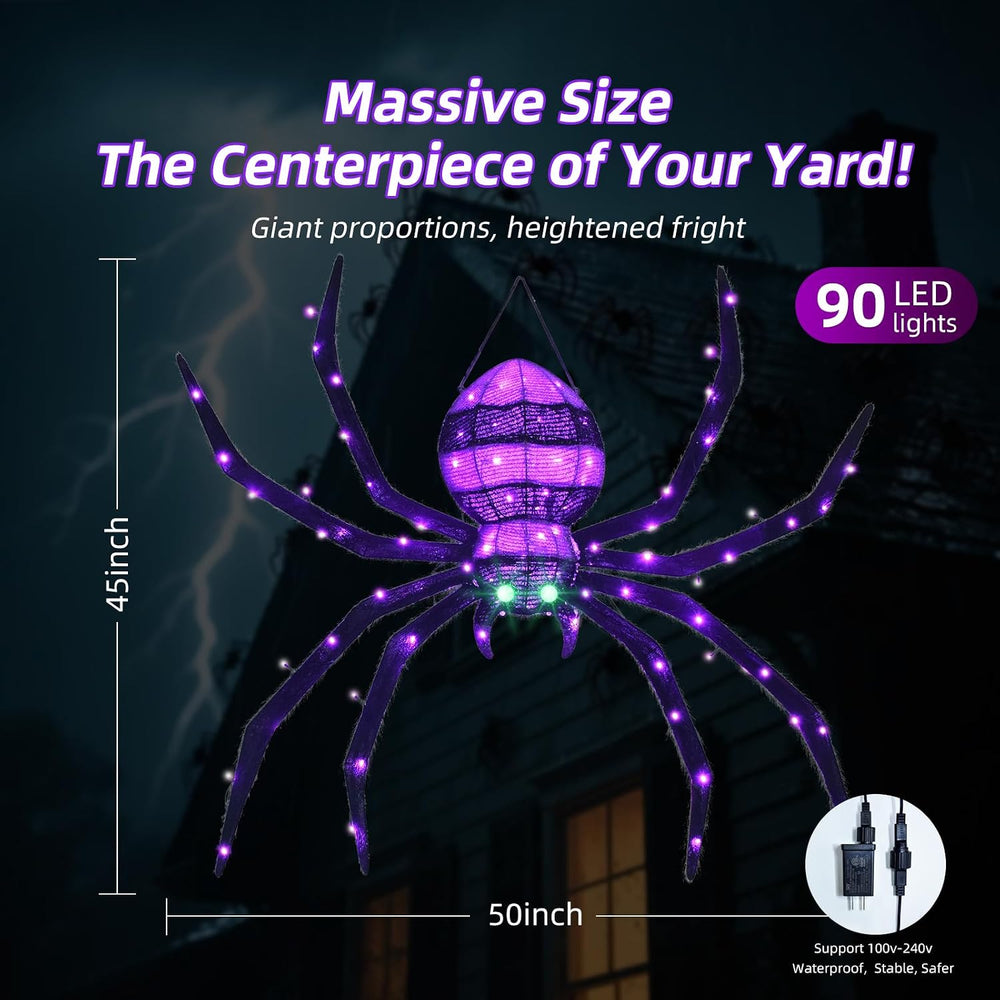 HOYECHI Halloween Decorations Outdoor Hanging Spider - 4.2FT Giant Climb The ...