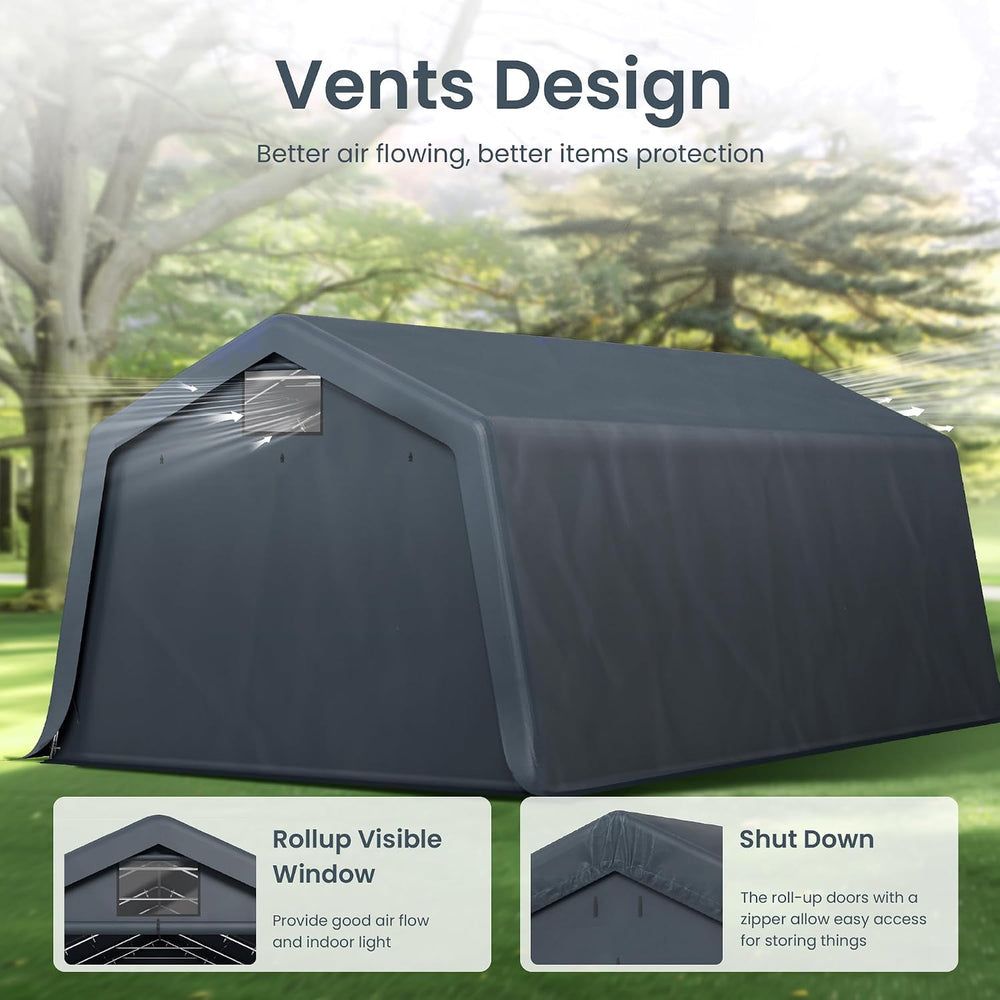 PHI VILLA Portable Garage,13x22ft Storage Tents Car Sheds Carport Canopy