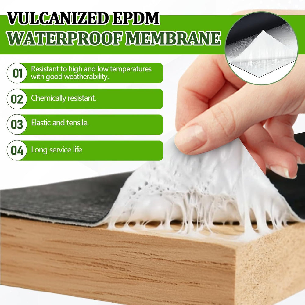 Pushglossy 1 Roll EPDM Rubber Roofing Membrane 50 Mil, 39" x 10 Ft, Black