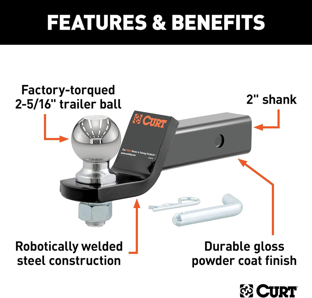 CURT Manufacturing 45041 Class III 2" Loaded Ball Mount with 2-5/16&quot...