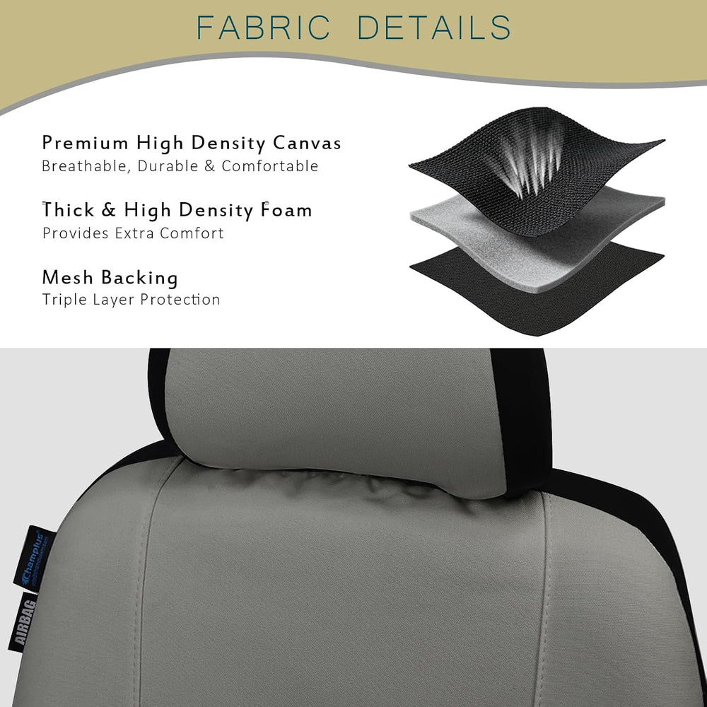 Champlus Car Seat Covers for Two Front Seats, Universal Fit, Gray