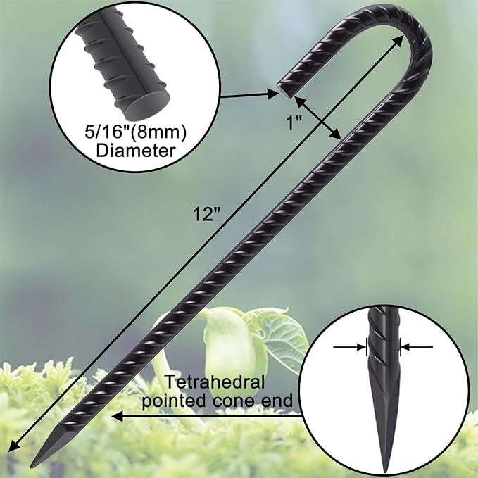 VVOKGO Rebar Stakes 12 Inches J Hook Heavy Duty Chain Link Fence Stakes