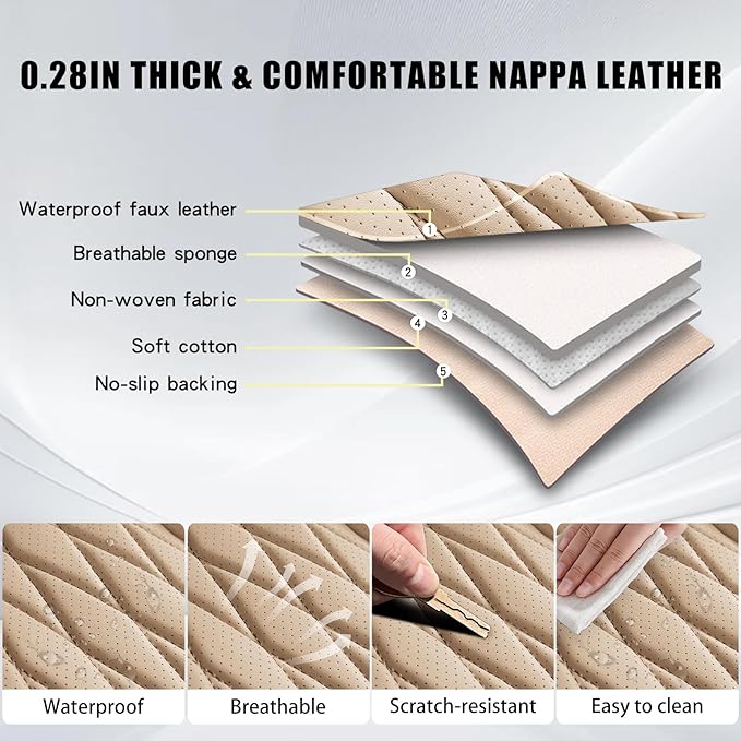 WELLDO Car Seat Covers Front Seats, Leather Seat Covers